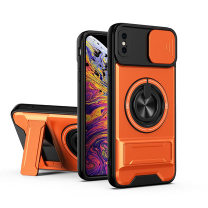For iPhone XS Max Lens Sliding Window Multifunctional Magnetic Shockproof Phone Case - Orange - EDA008865925E