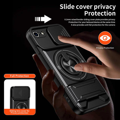 For iPhone 7 Lens Sliding Window Multifunctional Magnetic Shockproof Phone Case - Black - EDA008865926B