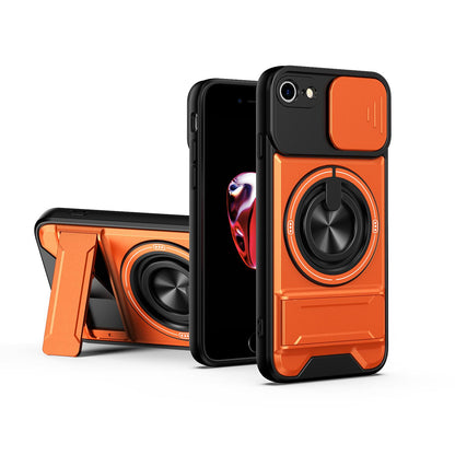 For iPhone 7 Lens Sliding Window Multifunctional Magnetic Shockproof Phone Case - Orange - EDA008865926E