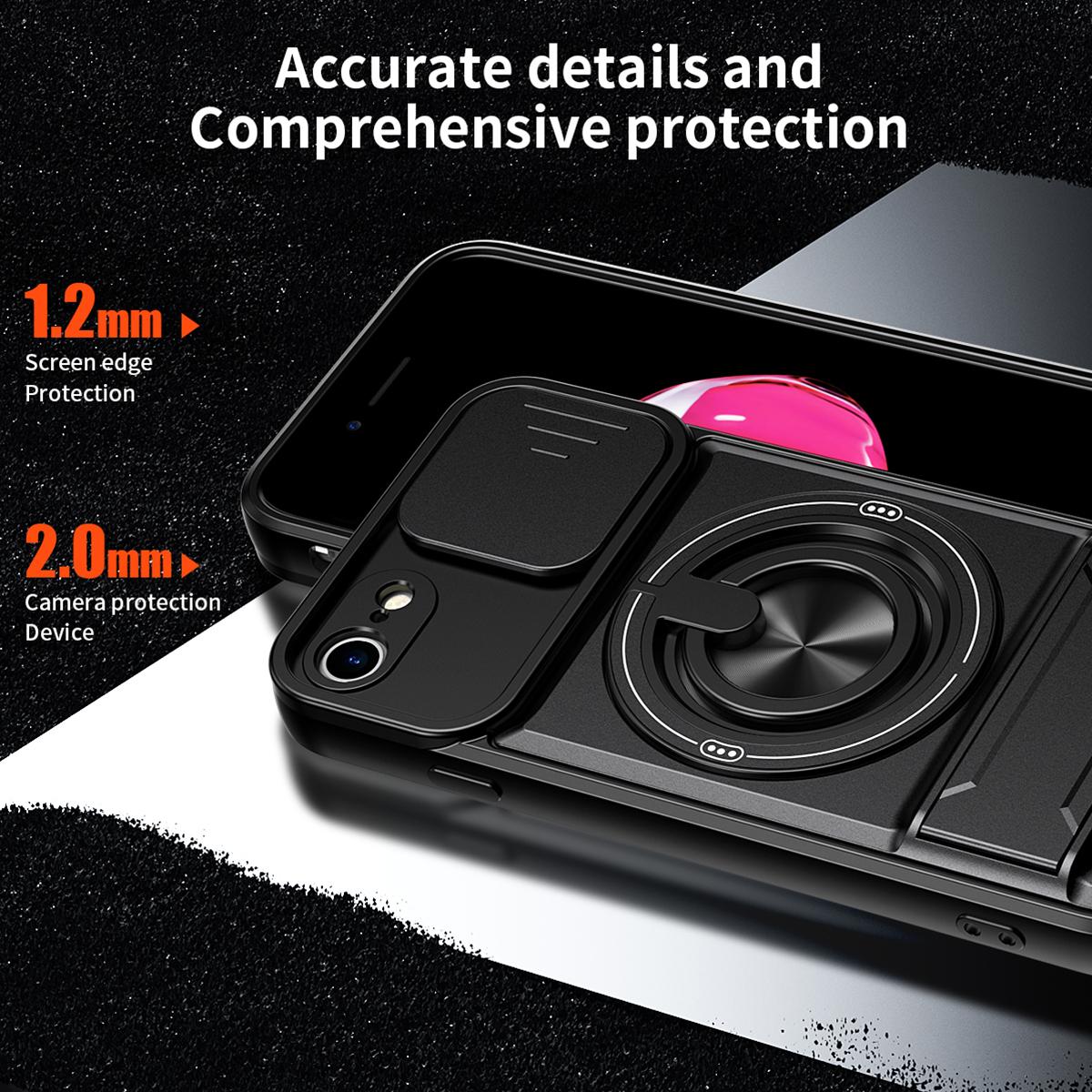 For iPhone 7 Lens Sliding Window Multifunctional Magnetic Shockproof Phone Case - Orange - EDA008865926E