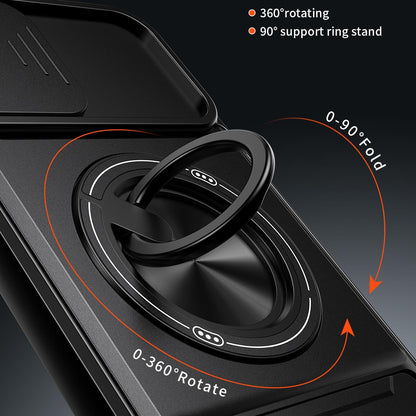 For iPhone 7 Plus Lens Sliding Window Multifunctional Magnetic Shockproof Phone Case - Black - EDA008865927B