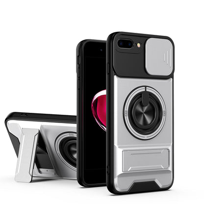 For iPhone 7 Plus Lens Sliding Window Multifunctional Magnetic Shockproof Phone Case - Titanium Gray - EDA008865927D