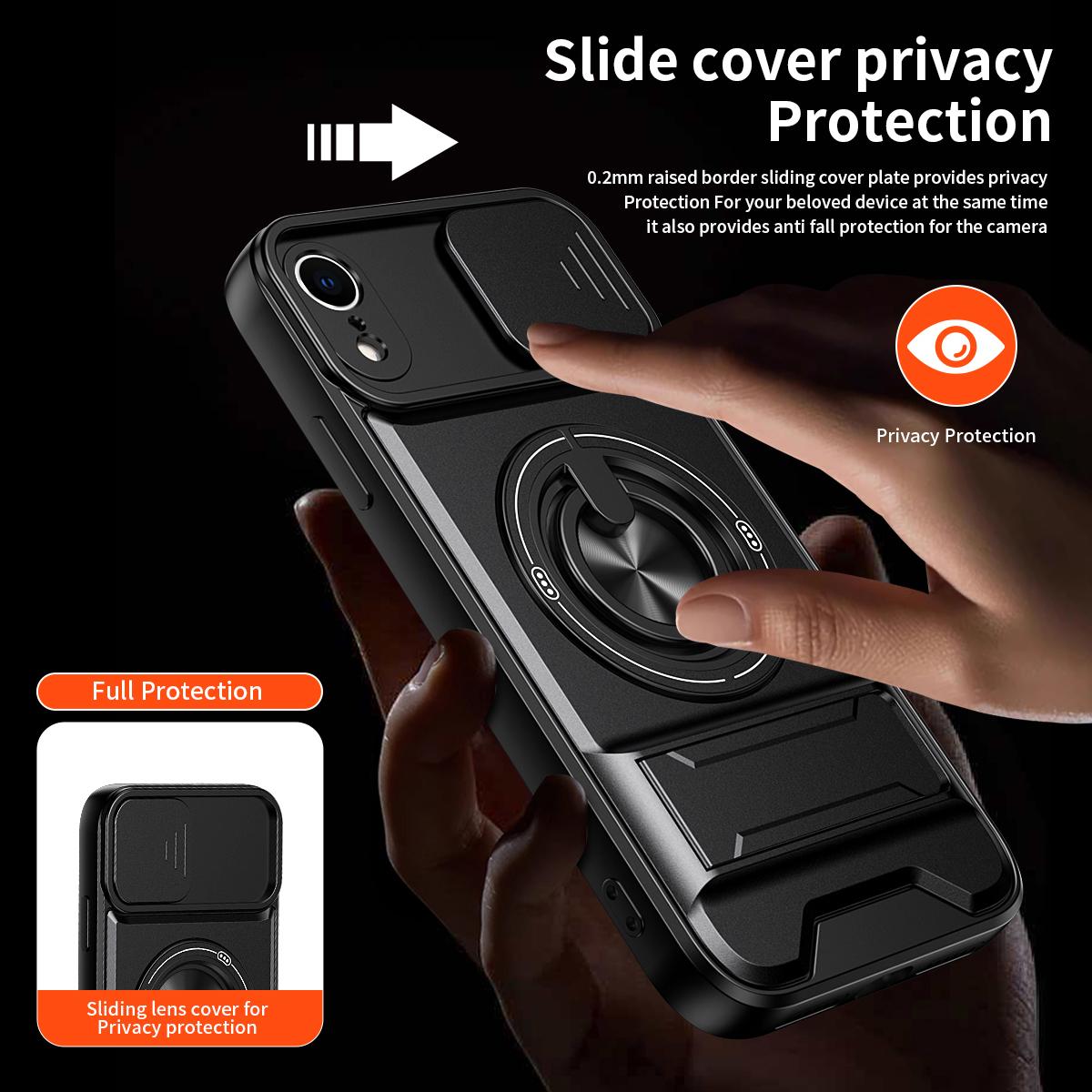 For iPhone XR Lens Sliding Window Multifunctional Magnetic Shockproof Phone Case - Royal Blue - EDA008865928A