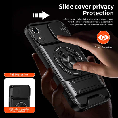 For iPhone XR Lens Sliding Window Multifunctional Magnetic Shockproof Phone Case - Royal Blue - EDA008865928A