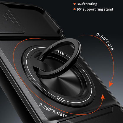 For iPhone XR Lens Sliding Window Multifunctional Magnetic Shockproof Phone Case - Titanium Gray - EDA008865928D