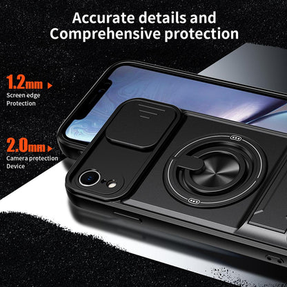For iPhone XR Lens Sliding Window Multifunctional Magnetic Shockproof Phone Case - Titanium Gray - EDA008865928D