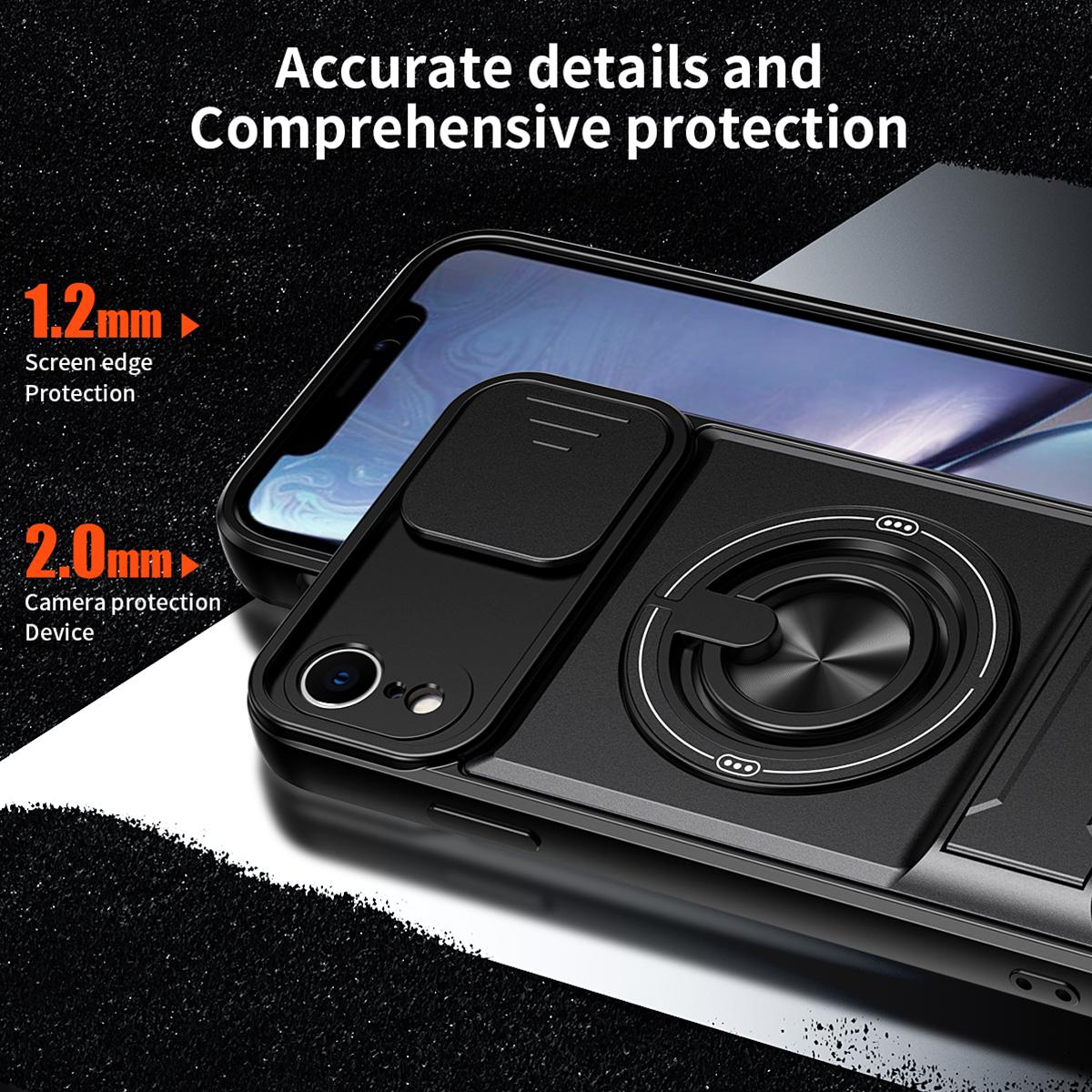 For iPhone XR Lens Sliding Window Multifunctional Magnetic Shockproof Phone Case - Orange - EDA008865928E