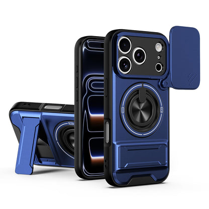 For iPhone 18 Pro Max Lens Sliding Window Multifunctional Magnetic Shockproof Phone Case - Royal Blue - EDA008865929A
