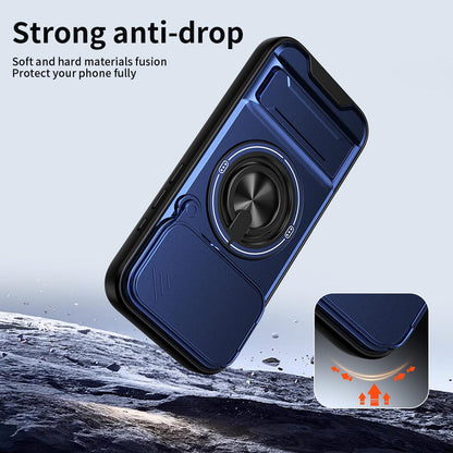 For iPhone 18 Pro Max Lens Sliding Window Multifunctional Magnetic Shockproof Phone Case - Royal Blue - EDA008865929A