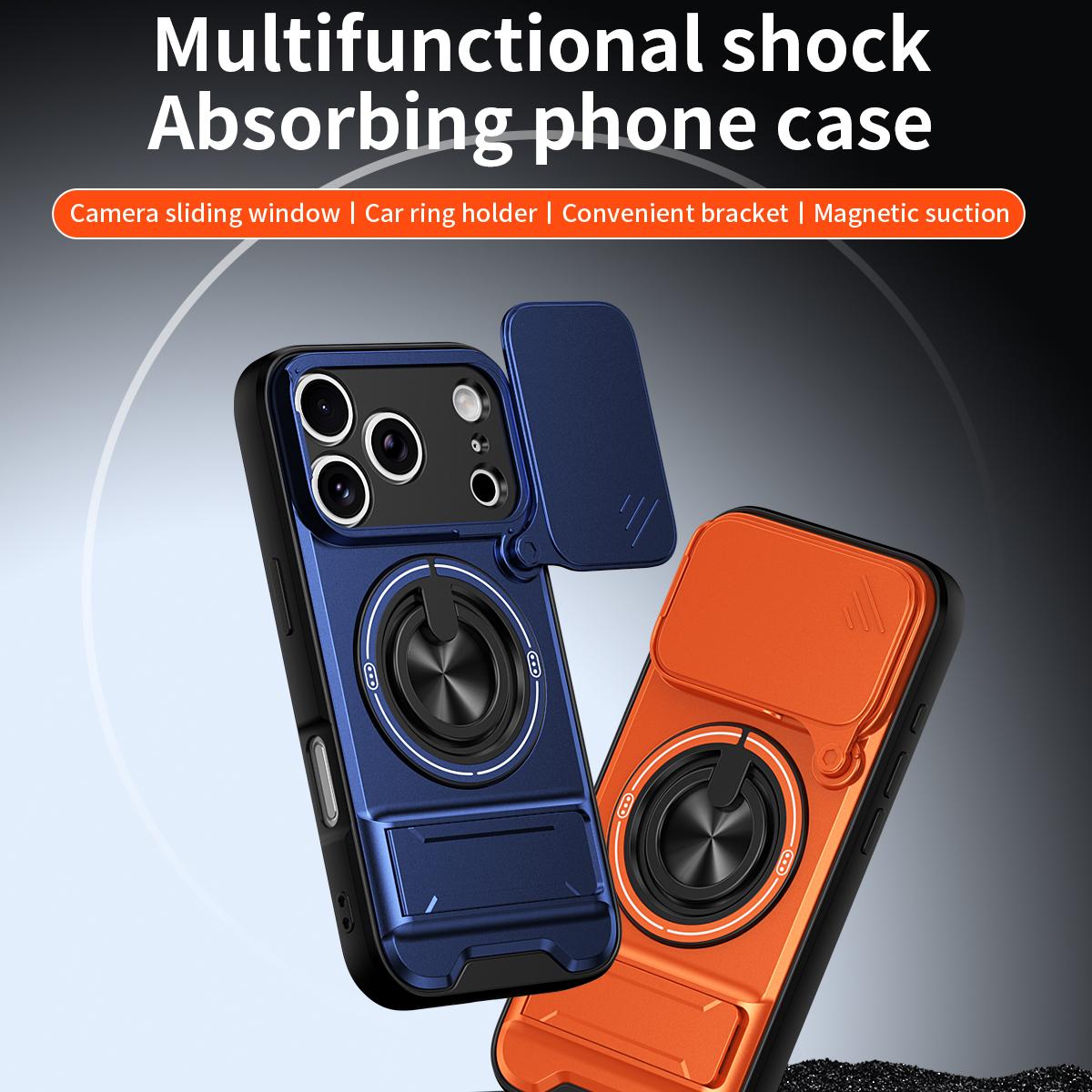 For iPhone 18 Pro Max Lens Sliding Window Multifunctional Magnetic Shockproof Phone Case - Royal Blue - EDA008865929A