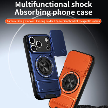 For iPhone 18 Pro Max Lens Sliding Window Multifunctional Magnetic Shockproof Phone Case - Royal Blue - EDA008865929A