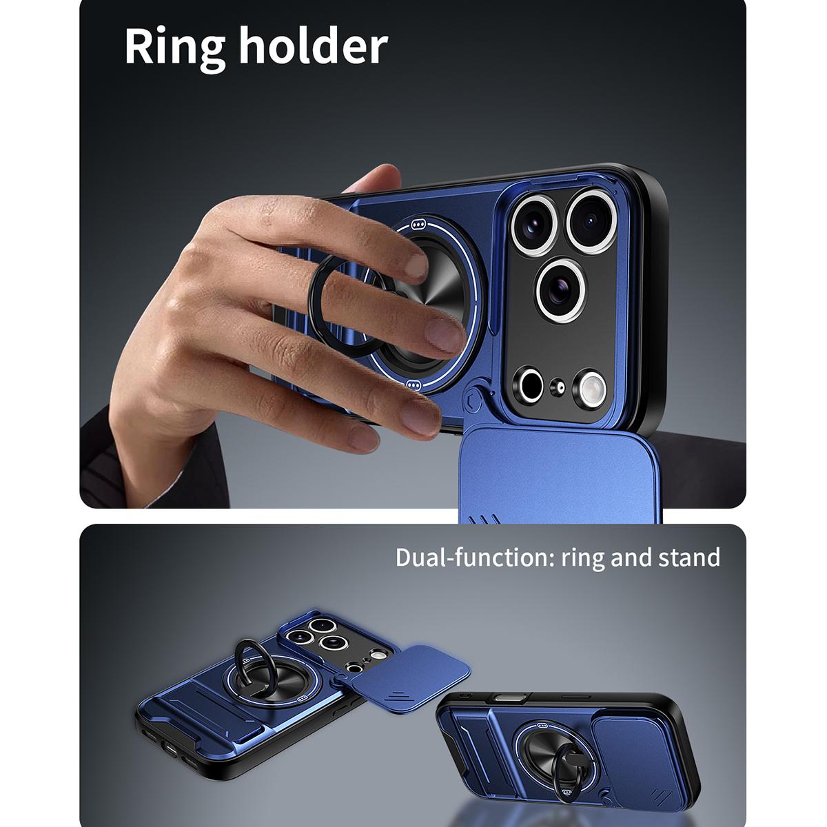 For iPhone 18 Pro Max Lens Sliding Window Multifunctional Magnetic Shockproof Phone Case - Royal Blue - EDA008865929A