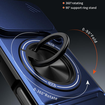 For iPhone 18 Pro Max Lens Sliding Window Multifunctional Magnetic Shockproof Phone Case - Royal Blue - EDA008865929A