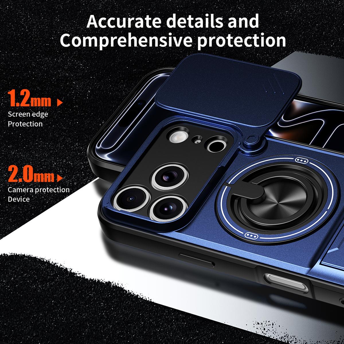 For iPhone 18 Pro Max Lens Sliding Window Multifunctional Magnetic Shockproof Phone Case - Royal Blue - EDA008865929A