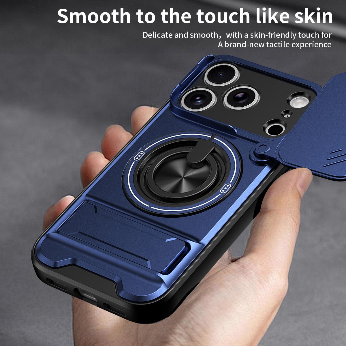 For iPhone 18 Pro Max Lens Sliding Window Multifunctional Magnetic Shockproof Phone Case - Royal Blue - EDA008865929A