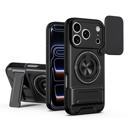 For iPhone 18 Pro Max Lens Sliding Window Multifunctional Magnetic Shockproof Phone Case - Black - EDA008865929B