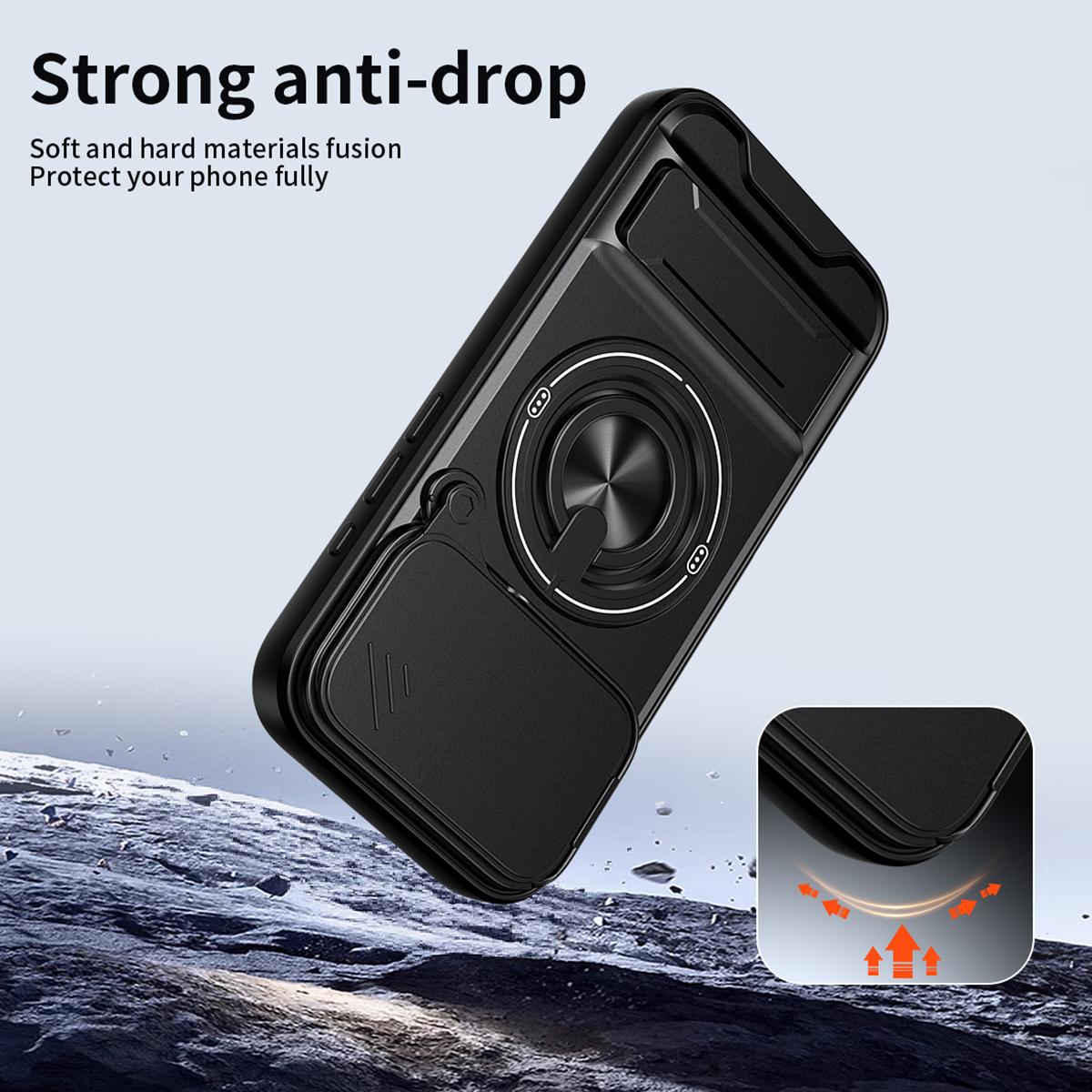 For iPhone 18 Pro Max Lens Sliding Window Multifunctional Magnetic Shockproof Phone Case - Black - EDA008865929B