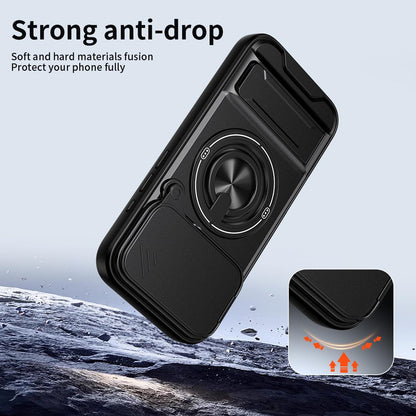 For iPhone 18 Pro Max Lens Sliding Window Multifunctional Magnetic Shockproof Phone Case - Black - EDA008865929B