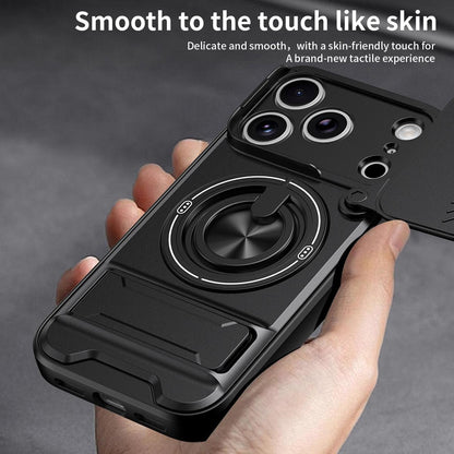 For iPhone 18 Pro Max Lens Sliding Window Multifunctional Magnetic Shockproof Phone Case - Black - EDA008865929B