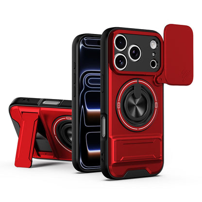 For iPhone 18 Pro Max Lens Sliding Window Multifunctional Magnetic Shockproof Phone Case - Red - EDA008865929C