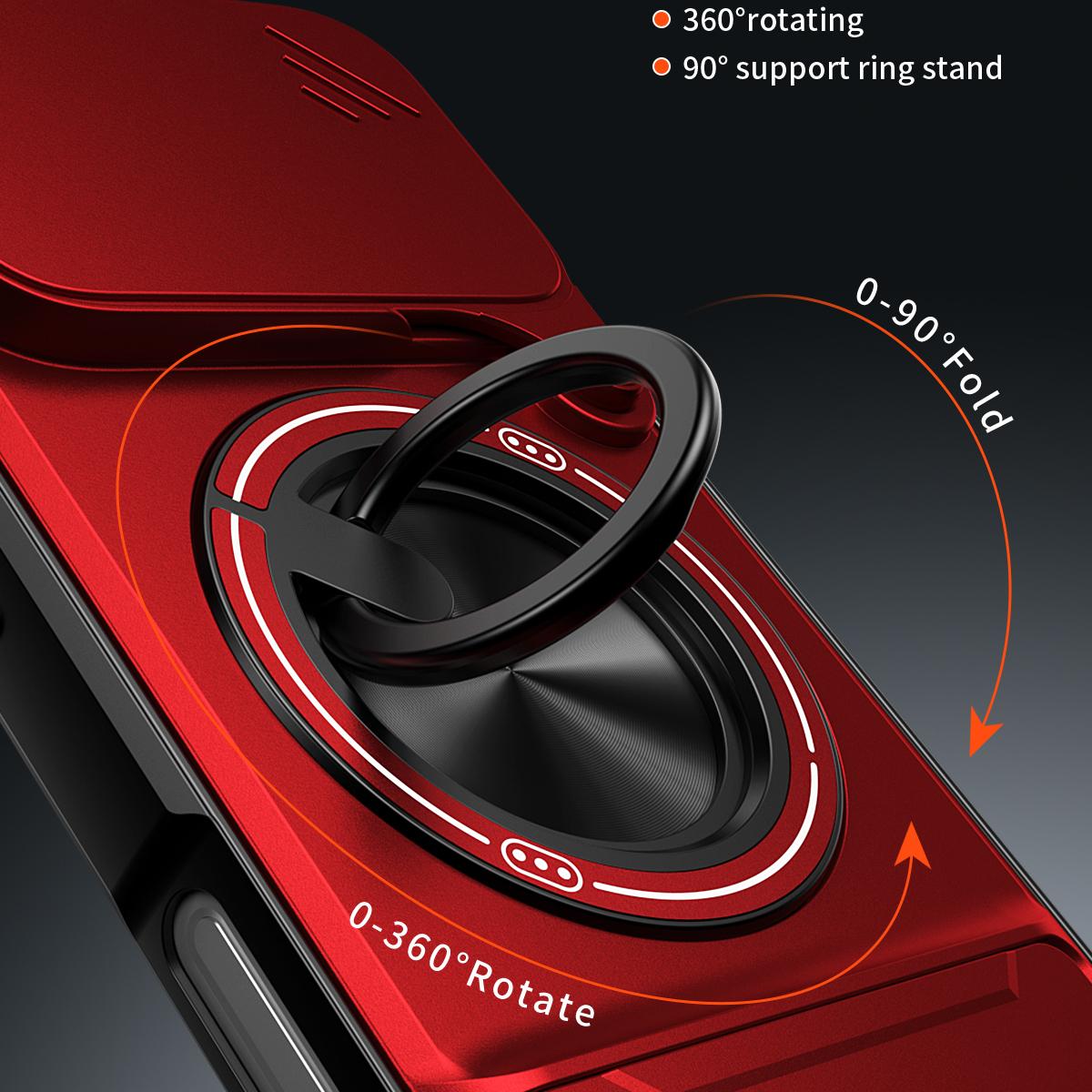 For iPhone 18 Pro Max Lens Sliding Window Multifunctional Magnetic Shockproof Phone Case - Red - EDA008865929C