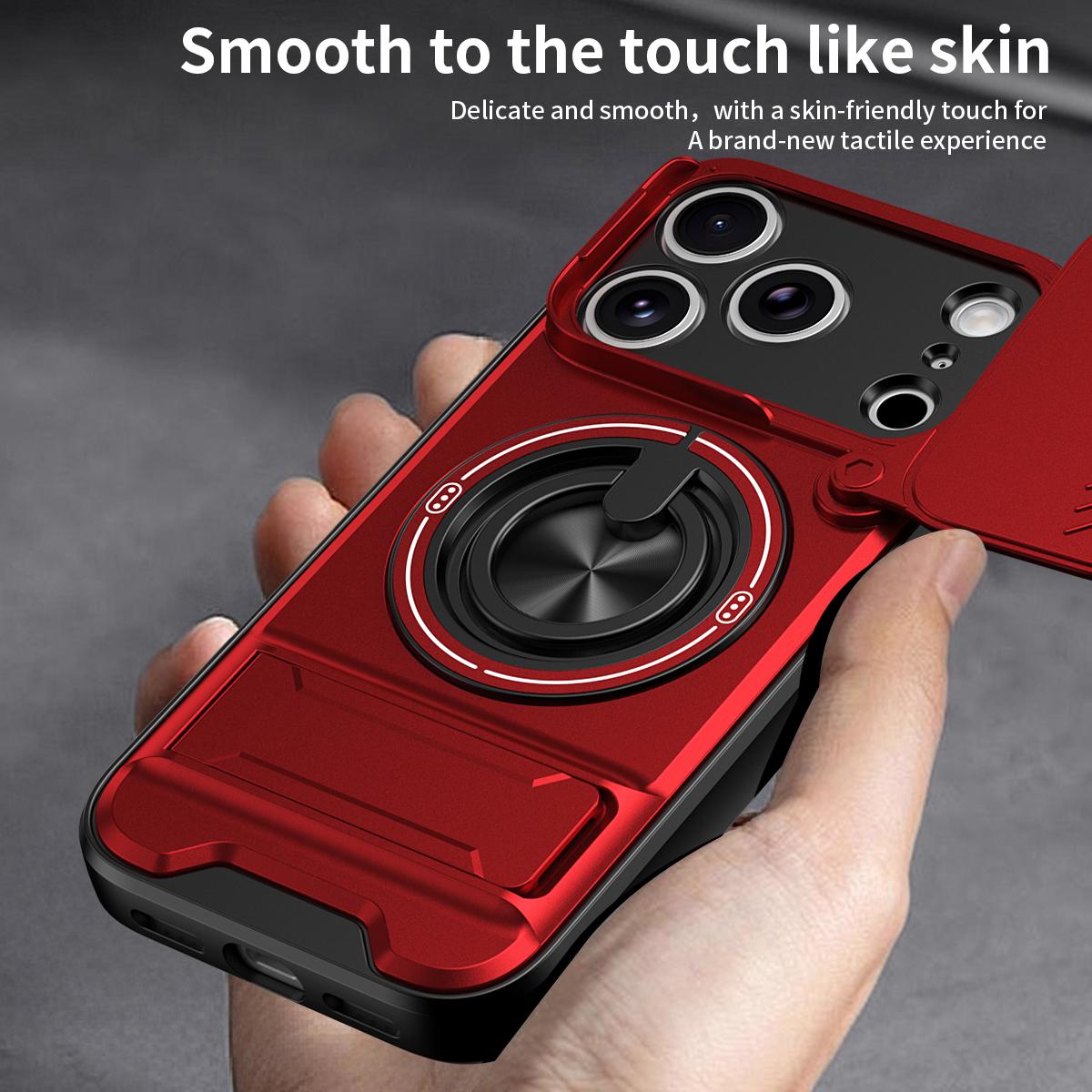 For iPhone 18 Pro Max Lens Sliding Window Multifunctional Magnetic Shockproof Phone Case - Red - EDA008865929C