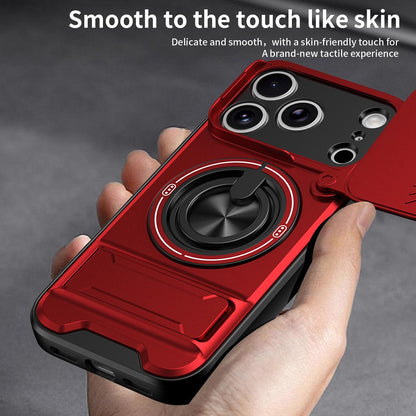 For iPhone 18 Pro Max Lens Sliding Window Multifunctional Magnetic Shockproof Phone Case - Red - EDA008865929C