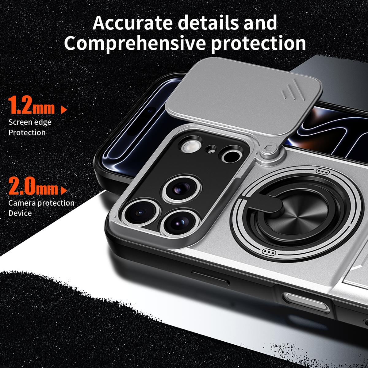 For iPhone 18 Pro Max Lens Sliding Window Multifunctional Magnetic Shockproof Phone Case - Titanium Gray - EDA008865929D