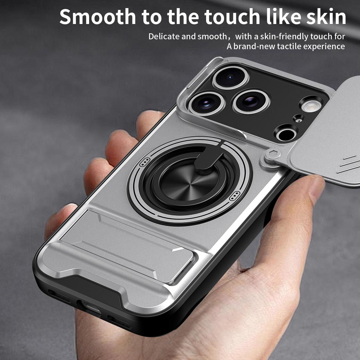 For iPhone 18 Pro Max Lens Sliding Window Multifunctional Magnetic Shockproof Phone Case - Titanium Gray - EDA008865929D