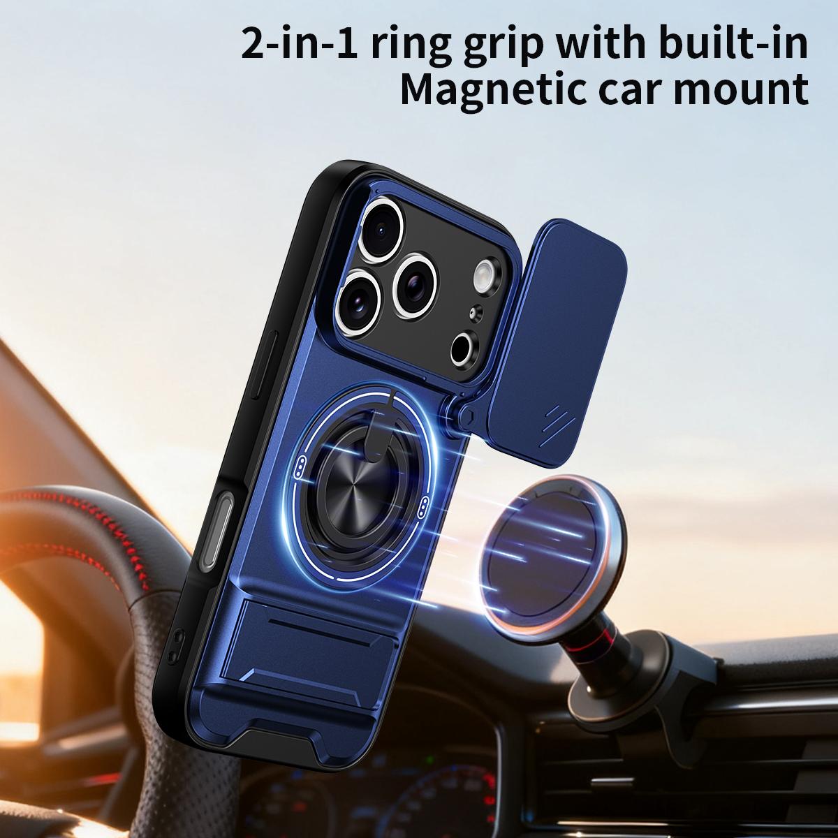 For iPhone 18 Pro Lens Sliding Window Multifunctional Magnetic Shockproof Phone Case - Royal Blue - EDA008865930A