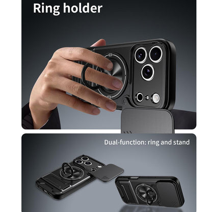 For iPhone 18 Pro Lens Sliding Window Multifunctional Magnetic Shockproof Phone Case - Black - EDA008865930B