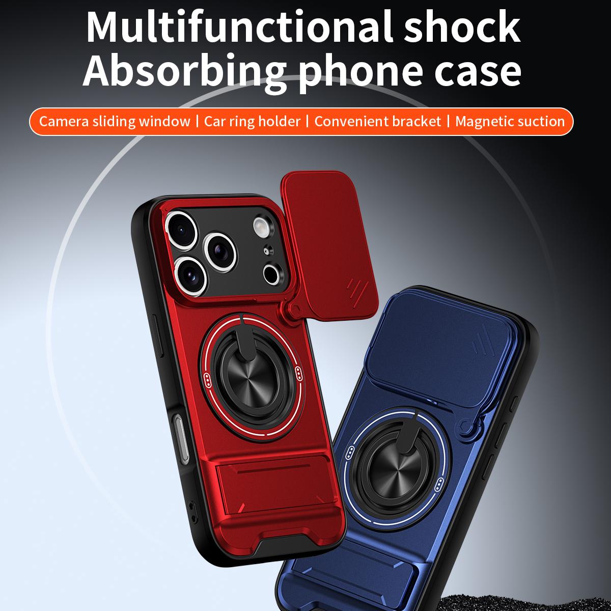 For iPhone 18 Pro Lens Sliding Window Multifunctional Magnetic Shockproof Phone Case - Red - EDA008865930C