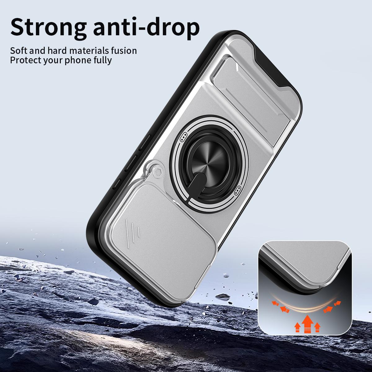 For iPhone 18 Pro Lens Sliding Window Multifunctional Magnetic Shockproof Phone Case - Titanium Gray - EDA008865930D