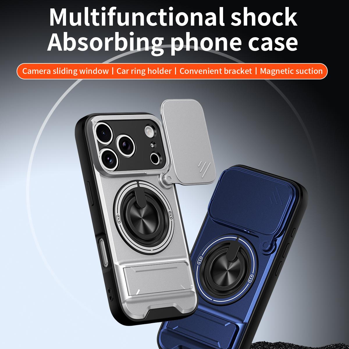 For iPhone 18 Pro Lens Sliding Window Multifunctional Magnetic Shockproof Phone Case - Titanium Gray - EDA008865930D