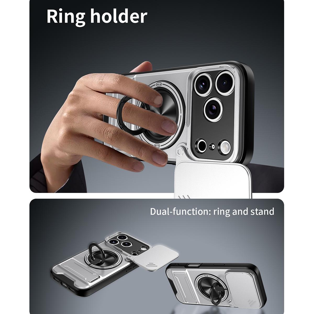 For iPhone 18 Pro Lens Sliding Window Multifunctional Magnetic Shockproof Phone Case - Titanium Gray - EDA008865930D