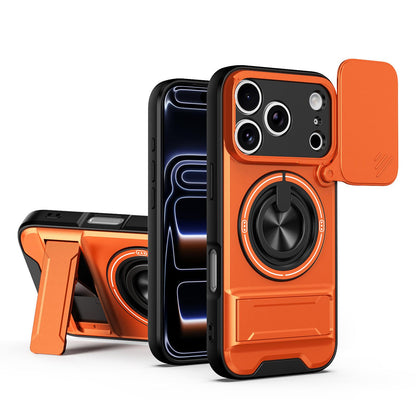 For iPhone 18 Pro Lens Sliding Window Multifunctional Magnetic Shockproof Phone Case - Orange - EDA008865930E
