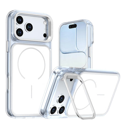 For iPhone 18 Pro Max Bright Color Blocking Camera Bracket Magnetic Phone Case - White - EDA008875319A