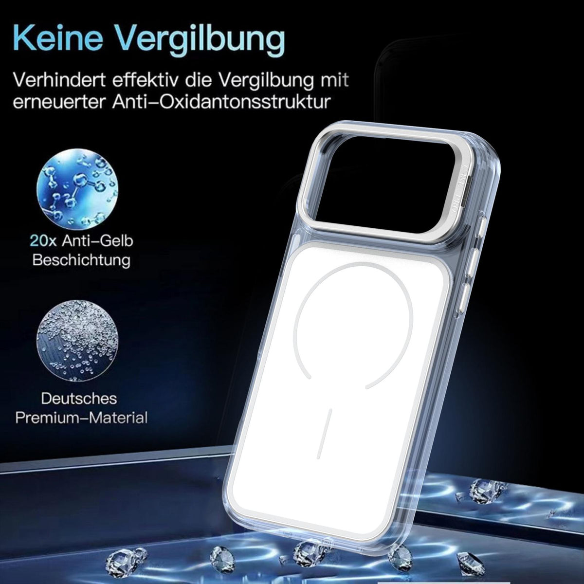 For iPhone 18 Pro Max Bright Color Blocking Camera Bracket Magnetic Phone Case - White - EDA008875319A