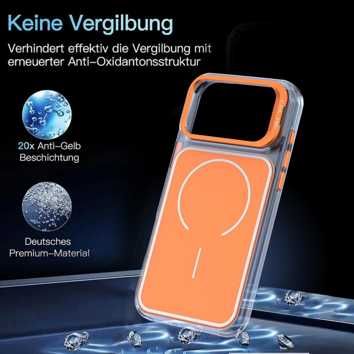 For iPhone 18 Pro Max Bright Color Blocking Camera Bracket Magnetic Phone Case - Orange - EDA008875319B