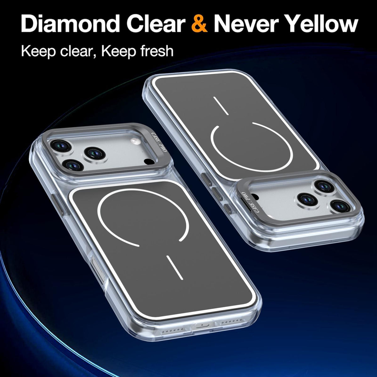 For iPhone 18 Pro Max Bright Color Blocking Camera Bracket Magnetic Phone Case - Black - EDA008875319D