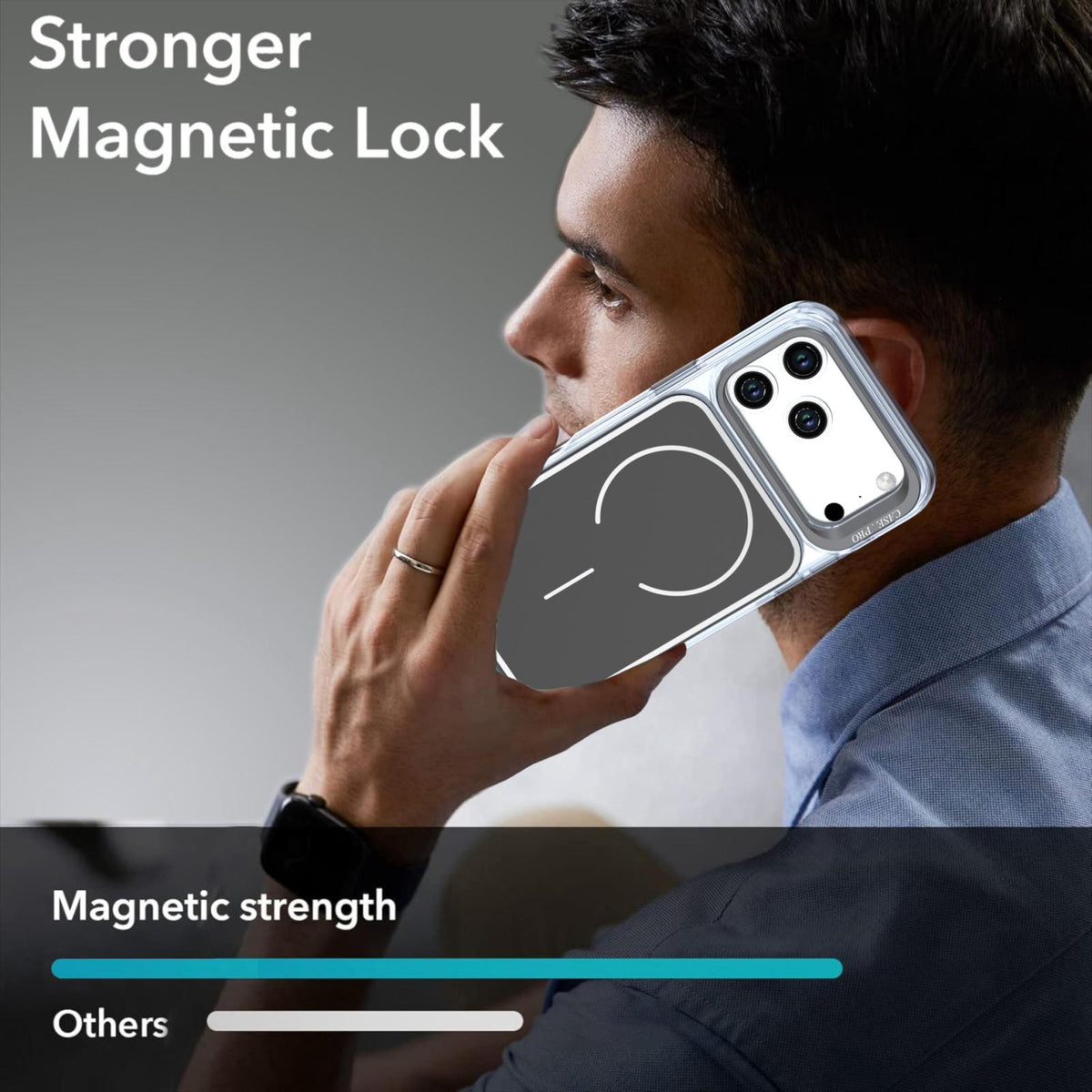 For iPhone 18 Pro Max Bright Color Blocking Camera Bracket Magnetic Phone Case - Black - EDA008875319D