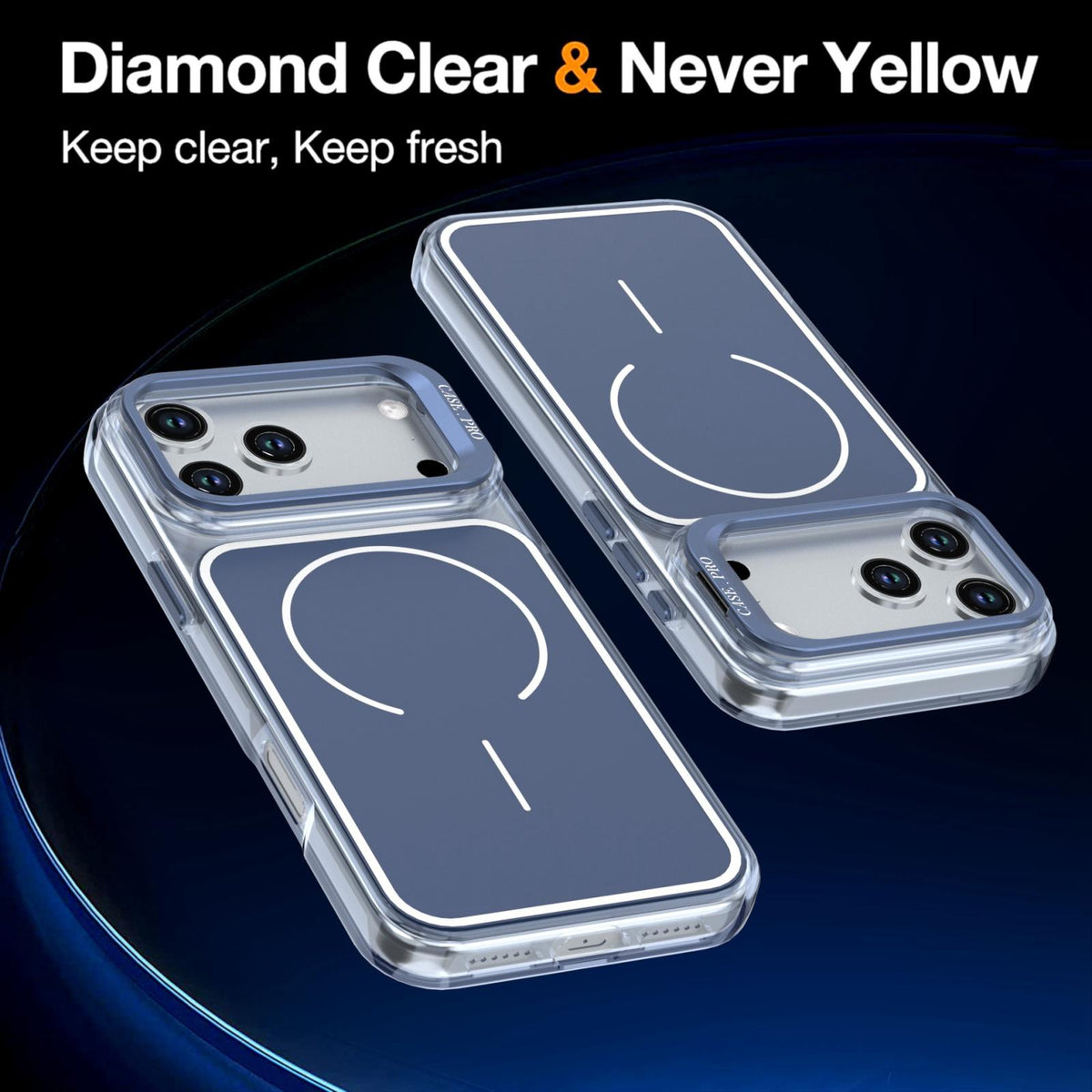 For iPhone 18 Pro Max Bright Color Blocking Camera Bracket Magnetic Phone Case - Blue - EDA008875319F