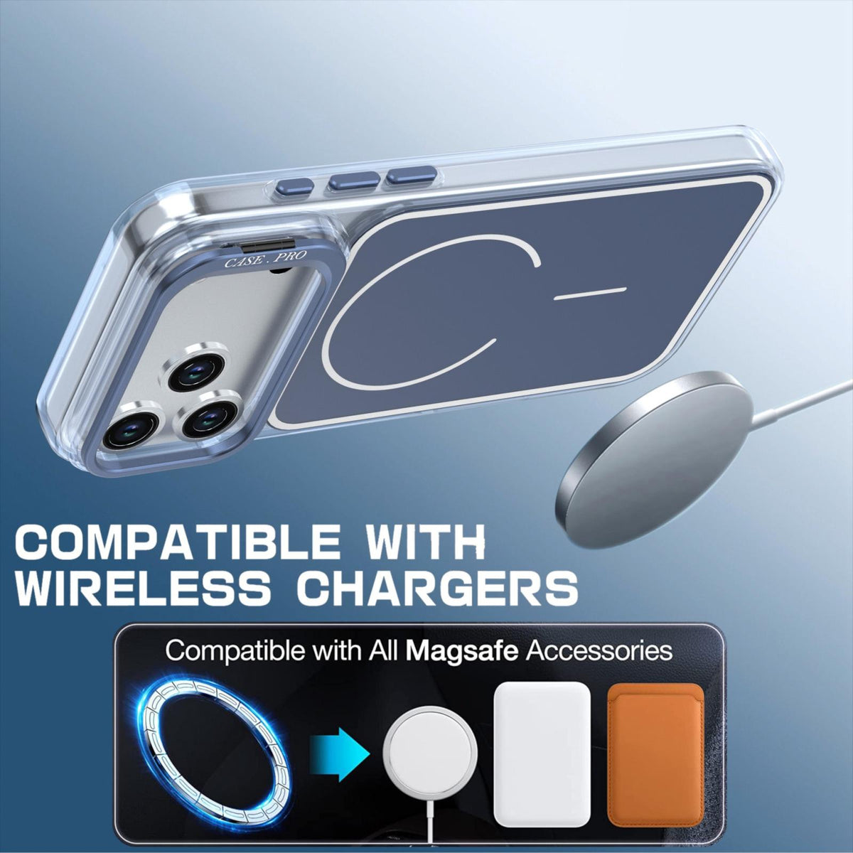For iPhone 18 Pro Max Bright Color Blocking Camera Bracket Magnetic Phone Case - Blue - EDA008875319F