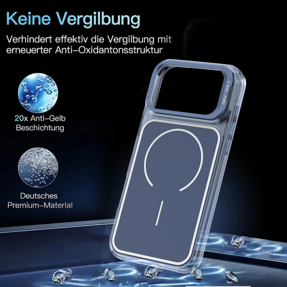 For iPhone 18 Pro Max Bright Color Blocking Camera Bracket Magnetic Phone Case - Blue - EDA008875319F