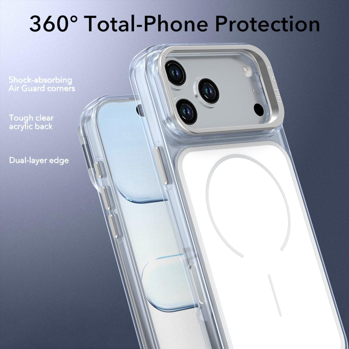 For iPhone 18 Pro Bright Color Blocking Camera Bracket Magnetic Phone Case - White - EDA008875320A