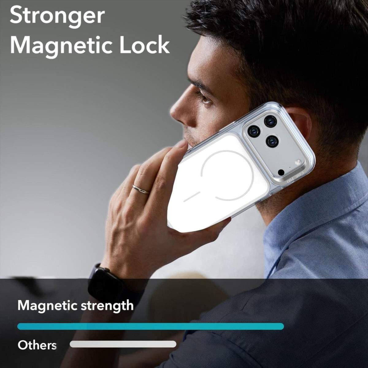 For iPhone 18 Pro Bright Color Blocking Camera Bracket Magnetic Phone Case - White - EDA008875320A