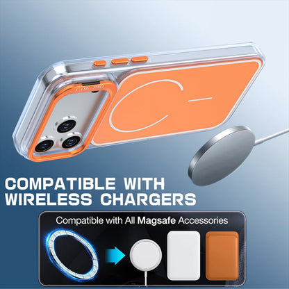 For iPhone 18 Pro Bright Color Blocking Camera Bracket Magnetic Phone Case - Orange - EDA008875320B