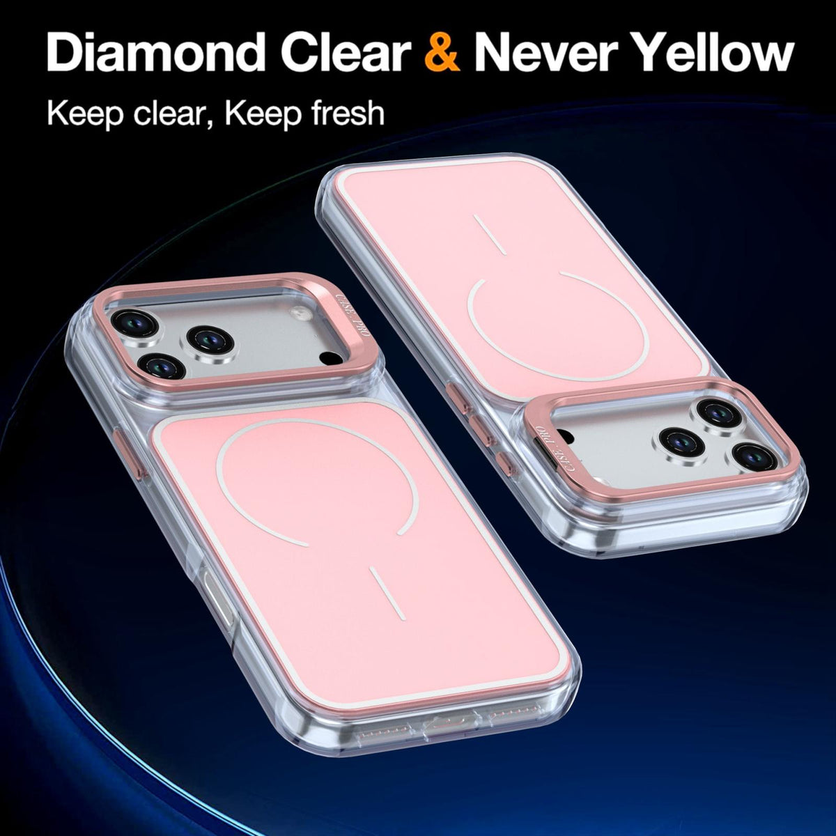 For iPhone 18 Pro Bright Color Blocking Camera Bracket Magnetic Phone Case - Pink - EDA008875320C