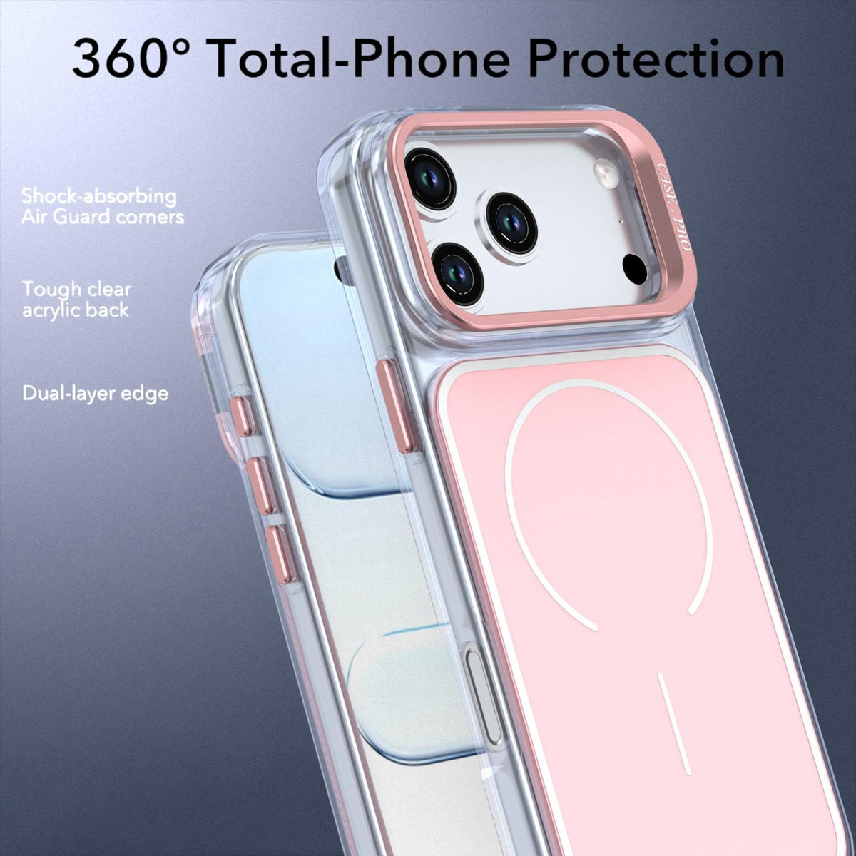 For iPhone 18 Pro Bright Color Blocking Camera Bracket Magnetic Phone Case - Pink - EDA008875320C