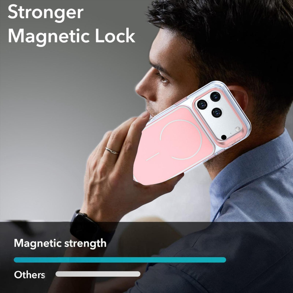 For iPhone 18 Pro Bright Color Blocking Camera Bracket Magnetic Phone Case - Pink - EDA008875320C